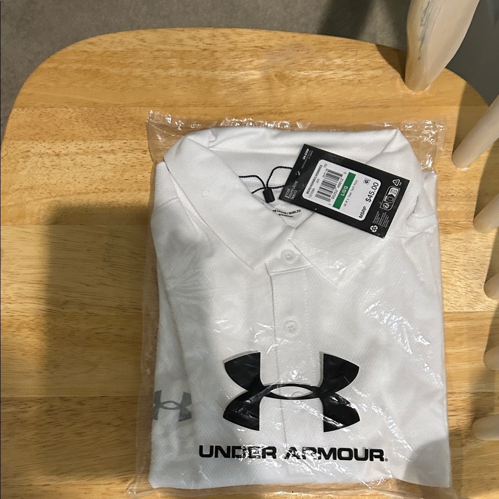 Under Armour White Polo with Black Logo